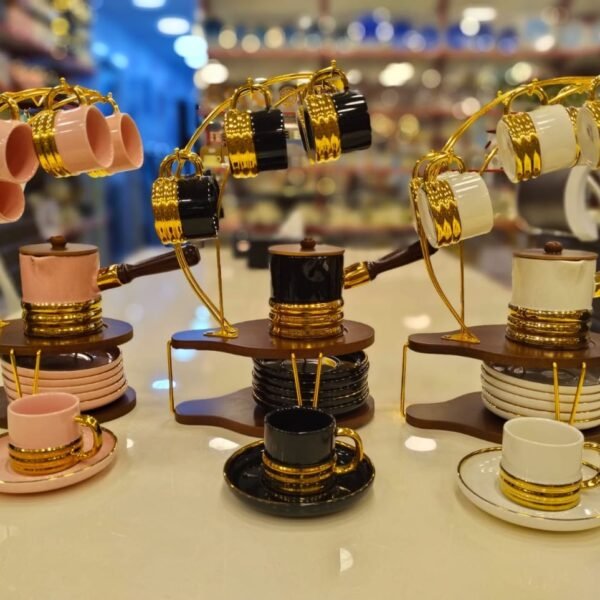 طقم فنجان قهوة بالكنكة بورسلين ✨